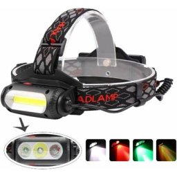 Lampe Frontale Rechargeable, cob Lampes frontales led puissante 1000 Lumen avec Rouge/Verte/Blanche