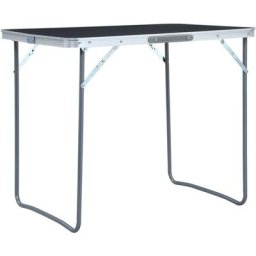 Bonnevie - Table de camping pliable Table de Jardin - avec cadre en métal 80x60 cm Gris BV203241