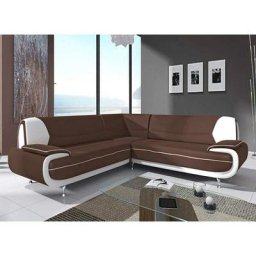 Deco In Paris - Canapé d'angle design marron et blanc marita xl - marron blanc