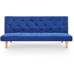 Deco In Paris - Banquette clic-clac convertible en velours bleu 3 places jason - bleu