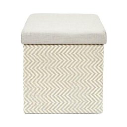 Coffre Pouf Pliable Tresse Gris