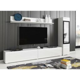 Deco In Paris - Meuble tv contemporain blanc laqué avec led - veronica - blanc