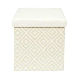 Coffre Pouf Pliable Tresse Blanc