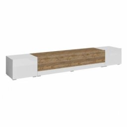 Price Factory - Meuble tv xl 240cm collection riga. Couleur blanc et chêne. - Blanc