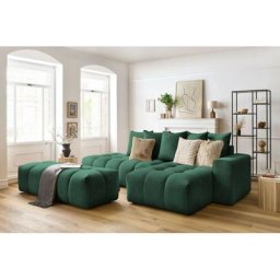 Canapé d'angle fixe Bobochic Canapé d'angle fixe mont-blanc velours avec pouf Angle droit Vert