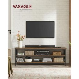 Vasagle Meuble tv, Support télé, Table console, pour téléviseurs jusqu'à 65 pouces, avec étagères,