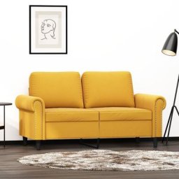 Canapé Relax Salon - Moderne Canapé à 2 places Jaune 120 cm Velours,152x77x80 cm