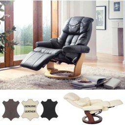 Mca fauteuil relax Calgary 2, fauteuil de télévision, cuir, charge 150kg - noir, couleur noix
