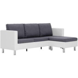 Vidaxl - Canapé à 3 places avec coussins Blanc Similicuir White and dark grey