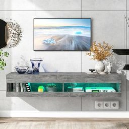 Meuble tv led, Meuble tv de Haute Qualité, Vous Offre Un Grand Espace de Stockage, 140x40x30.5cm,