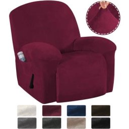 Insma - Lot de 4 Housse de fauteuil inclinable rouge L.96 x l.87 x H.93 cm max