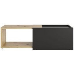 Table basse extensible Chêne artisanal et noir FMD chêne et noir