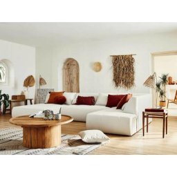 Onyx - canapé modulable panoramique d'angle droit 7 places - en tissu - beige - Beige