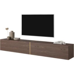 Selsey - bisira - Meuble tv 200 cm - Chêne noisette avec insert doré