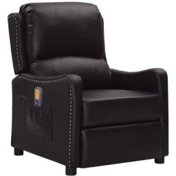 Fauteuil Relax inclinable Fauteuil de massage - Fauteuil de Relaxation Noir Similicuir brillant