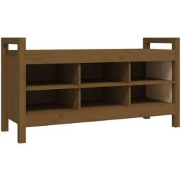 Banc d'entrée Marron miel 110x40x60 cm Bois de pin massif Vidaxl marron miel