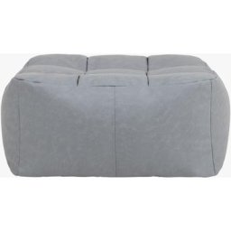 Pouf Repose-Pieds en Similicuir Lucia, Poufs de Salon, Gris - Gris - Icon