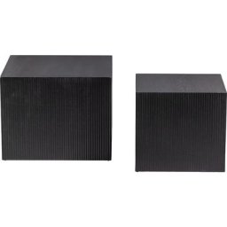 Tables d'appoint carré - Lot de 2 tables - Bois de pin/mdf - Noir - Sanne - Noir