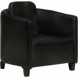 Fauteuil Noir Cuir véritable Vidaxl Noir