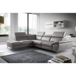 Canapé d'angle relax en 100% tout cuir épais de luxe italien avec relax électrique, 5/6 places