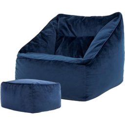 Pouf Fauteuil en Velours Natalia et Repose-Pieds, xxl Pouf Geant pour Salon, Pouf Poire Adultes,
