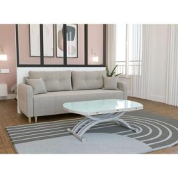 Table basse rondo relevable extensible blanche - blanc