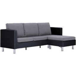 Vidaxl - Canapé à 3 places avec coussins Noir Similicuir Black and light grey