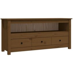 Meuble TV Marron miel 114x35x52 cm Bois de pin massif vidaXL - marron miel