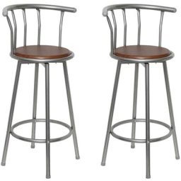 Tabourets de bar 2 pcs Marron Acier