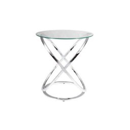Table d'appoint ronde design en verre et pieds chromés - d 52 x h 56 cm - Livraison gratuite