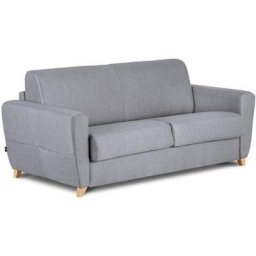 Canapé convertible scandinave 3 places en tissu gris clair ouverture express tobias - gris clair