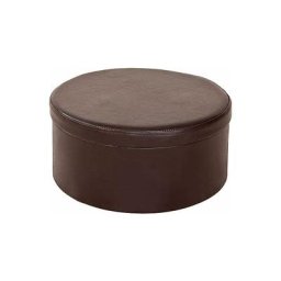 Cube Pouf Coffre de Rangement Rond en pu Cuir – Café FSS67-BR Sobuy