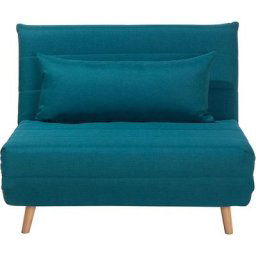 Canapé Chauffeuse en Tissu Bleu Convertible en Lit Confortable et Pratique pour Chaque Salon au