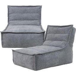 Pouf Modulable en Velours Côtelé Otto, Lot de 2, Pouf Fauteuil de Salon xxl, Gris - Gris - Icon