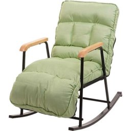 Fauteuil à bascule relaxation fonction inclinable en métal et tissu/textile vert clair - vert