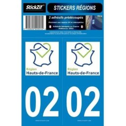 Stickzif - 2 Autocollants Region Departement 02 SR02
