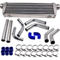 Universal Turbo Intercooler 27'x7'x2.5' & Aluminum Pipe Piping Hose Pipes Kit