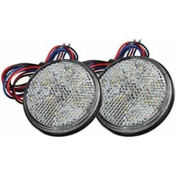 12V Feu Arriere pour Remorque 2PCS remorque Voiture Feu de Freinage Réflecteur Rond LED Feu (Blanc)