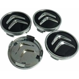 Capuchons de moyeu en aluminium X4 60 mm pour Citroen C2 C4 C5 C6 C-quatre Logo Noir/Chrome