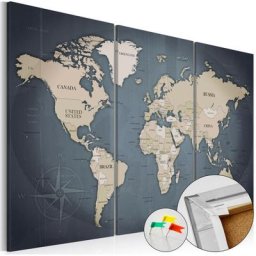 Tableau en liège - Anthracitic World [Cork Map] 90x60