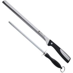 Set Couteau A Jambon 25cm + Affuteuse En Acier Inoxydable 20cm. Inox Resa Bergner