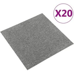 Lot de 20 Dalles de tapis de sol Tapis de salon Style Moderne - 5 m² 50x50 cm Gris BV924293