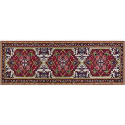 Beliani - Tapis de Passage Couloir Motif Vintage Antidérapant Rouge 70 x 200 cm Colachel