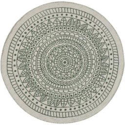 Beliani - Tapis Rond Vert et Blanc en Plastique Motif Oriental pour Chambre ou Salon Bohème 140 cm