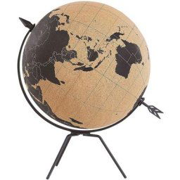 Globe Terrestre en Liège 35 cm de Hauteur de Style Moderne Accessoire de Décoration Idéal pour