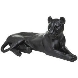 Atmosphera - Objet déco Grand Léopard couché en résine Noire 80 x 39 x 38 cm - Noir