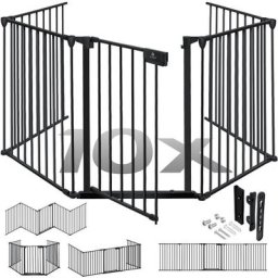 Grille de protection de cheminée avec porte Grille de sécurité de poêle en métal Parc pour bébé