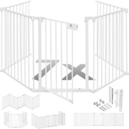 Grille de protection de cheminée avec porte Grille de sécurité de poêle en métal Parc pour bébé