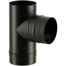 Té tampon émaillé pour poêle à bois - Diamètre : 130 - Couleur : Noir Mat