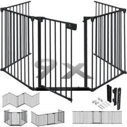 Grille de protection de cheminée avec porte Grille de sécurité de poêle en métal Parc pour bébé